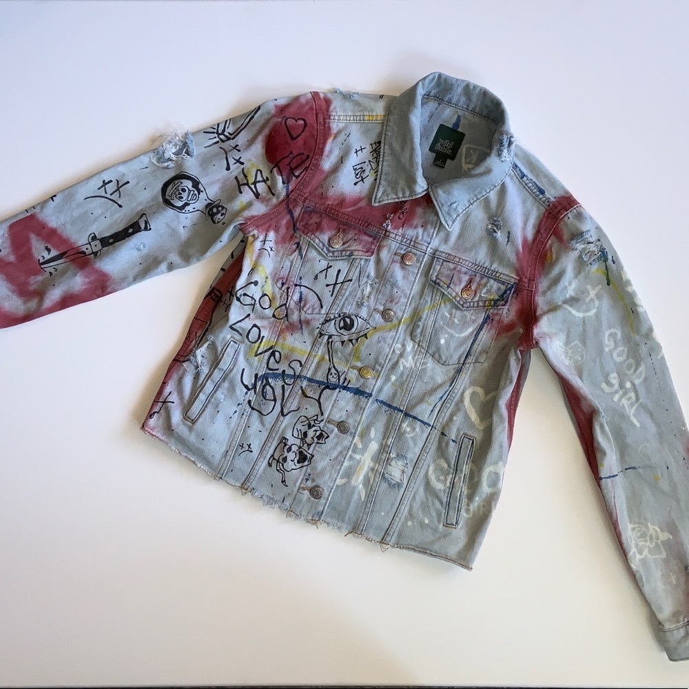 Custom hand painted denim jacket